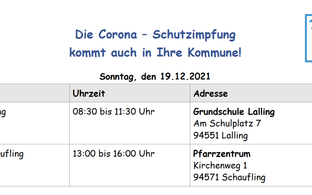Die Corona – Schutzimpfung kommt auch in Ihre Kommune!